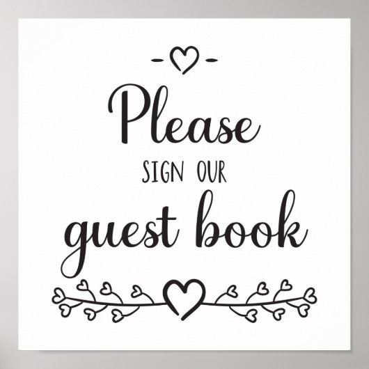 Zwart wit kalligrafie Hart Weddenschap Poster (Voorkant)