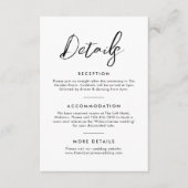 Zwart-wit kalligrafie klassieke bruiloft details informatiekaartje (Voorkant)