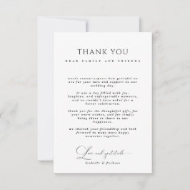 Zwart-wit kalligrafie Liefde & Dankbaarheid Trouwe Bedankkaart