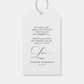 Zwart-wit kalligrafie Minimale moderne bruiloft Cadeaulabel (Achterkant)