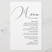 Zwart wit kalligrafie minimalistisch trouwmenu (Voorkant)