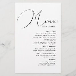 Zwart wit kalligrafie minimalistisch trouwmenu