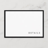 Zwart-wit kalligrafie Moderne bruiloft Details Informatiekaartje (Achterkant)