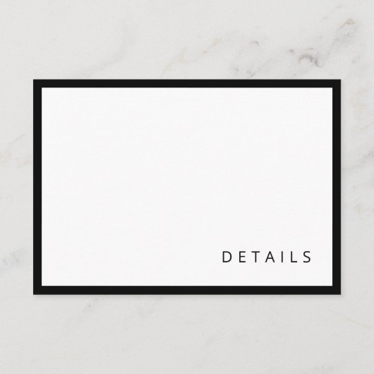 Zwart-wit kalligrafie Moderne bruiloft Details Informatiekaartje (Achterkant)
