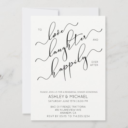 Zwart-wit kalligrafie repetitie Diner Uitnodigen Kaart (Voorkant)