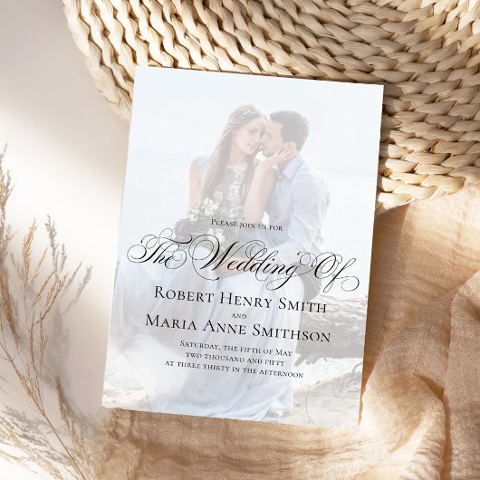 Zwart-wit kalligrafie Script Elegante foto Kaart