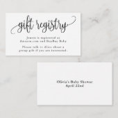 Zwart-wit kalligrafie script geschenkregister informatiekaartje (Voorkant / Achterkant)