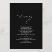 Zwart & Wit Kalligrafie Script Huwelijksreis Programmakaart (Achterkant)