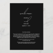 Zwart & Wit Kalligrafie Script Huwelijksreis Programmakaart (Voorkant)