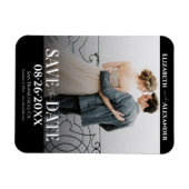 Zwart-wit kalligrafie Sla de datumfoto op Magneet (Horizontaal)