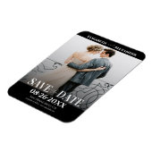 Zwart-wit kalligrafie Sla de datumfoto op Magneet (Linkerzijde)