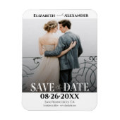 Zwart-wit kalligrafie Sla de datumfoto op Magneet (Verticaal)