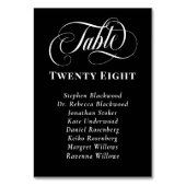 Zwart Wit Kalligrafie Tafelnummer Gastnamen (Voorkant)
