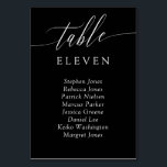 Zwart Wit Kalligrafie Tafelnummer Gastnamen<br><div class="desc">Elegant lijstkaarten in zwart-wit met een delicaat kalligrafiekmanuscript. Voeg de namen van je trouwgasten toe!</div>