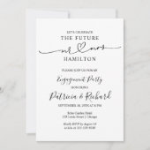 Zwart-Wit kalligrafie verlovingsfeestje  Aankondiging (Voorkant)