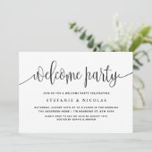 Zwart-wit  Kalligrafie Welkom Party Kaart (Staand voorkant)