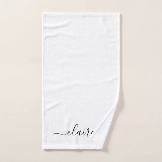 Zwart-wit kalligrafiescript aangepaste naam bad handdoek (Handdoek)
