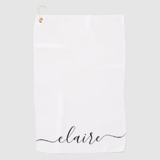 Zwart-wit kalligrafiescript aangepaste naam golfhanddoek