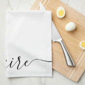 Zwart-wit kalligrafiescript aangepaste naam theedoek (Quarter Fold)