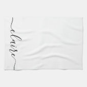 Zwart-wit kalligrafiescript aangepaste naam theedoek (Horizontaal)
