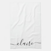 Zwart-wit kalligrafiescript aangepaste naam theedoek (Verticaal)