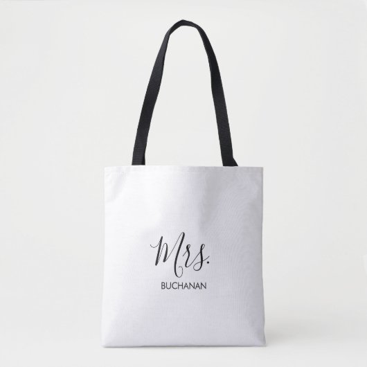 Zwart wit kalligrafisch minimalistisch Vrijgezelle Tote Bag (Voorkant)