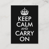 Zwart-wit kalm houden en doorgaan visitekaartje (Voorkant)