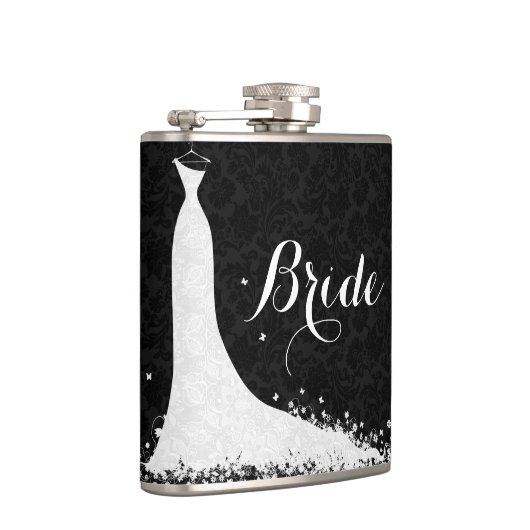 Zwart Wit Kant Bruiloft Jurk Bruid Heupfles (Rechts)