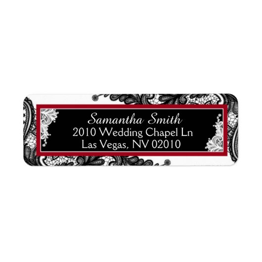 Zwart-wit Kant Bruiloft Labels (Voorkant)