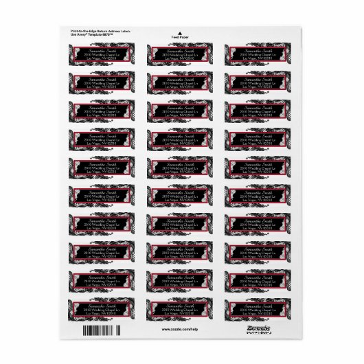 Zwart-wit Kant Bruiloft Labels (Full Sheet)