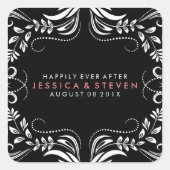 Zwart & Wit Kant Bruiloft Sticker (Voorkant)