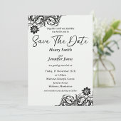 Zwart-wit kant bruiloft uitnodiging