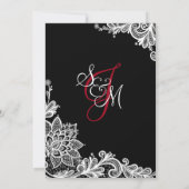 Zwart-wit Kant bruiloft uitnodiging Kaart (Achterkant)