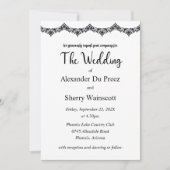 Zwart-wit kant bruiloft uitnodigingen (Voorkant)