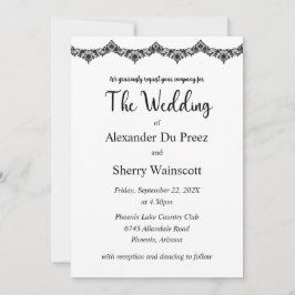 Zwart-wit kant bruiloft uitnodigingen