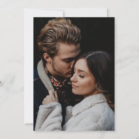 Zwart Wit Kant Custom Photo Engagement Party Kaart (Achterkant)