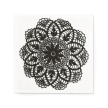 Zwart-wit kant Doily Napkin