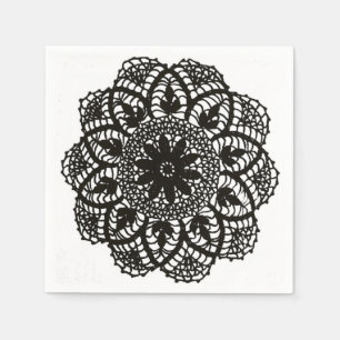 Zwart-wit  kant Doily Napkin Servet