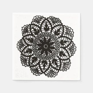 Zwart-wit kant Doily Napkin Servet