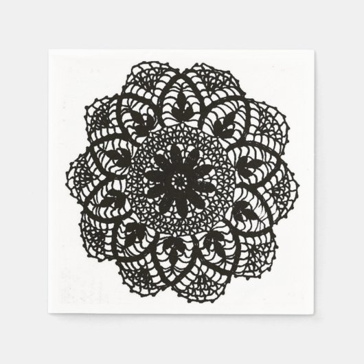 Zwart-wit  kant Doily Napkin Servet (Voorkant)