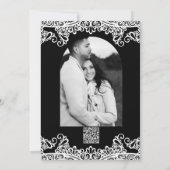 Zwart & Wit Kant Elegante bruiloft Dank u Kaart (Achterkant)