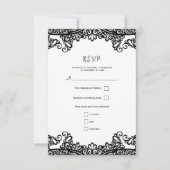 Zwart & Wit Kant Elegante Huwelijk RSVP (Voorkant)