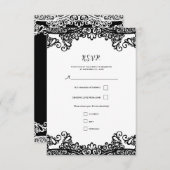 Zwart & Wit Kant Elegante Huwelijk RSVP (Voorkant / Achterkant)