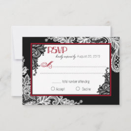 Zwart-wit kant Elegante RSVP-kaart RSVP Kaartje