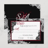 Zwart-wit kant Elegante RSVP-kaart RSVP Kaartje (Voorkant / Achterkant)