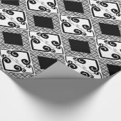 Zwart-wit kant Elegante Scrolls bruiloft Cadeaupapier (Hoek)