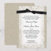 Zwart-wit kant en boog bruiloft kaart (Voorkant / Achterkant)