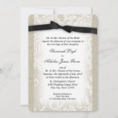 Zwart-wit kant en boog bruiloft kaart (Voorkant)