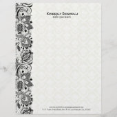 Zwart & Wit Kant en Damasks Briefhoofd Sjabloon (Voorkant)