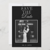 Zwart-Wit Kant Geld Oude Foto Huwelijk Save The Date (Voorkant)